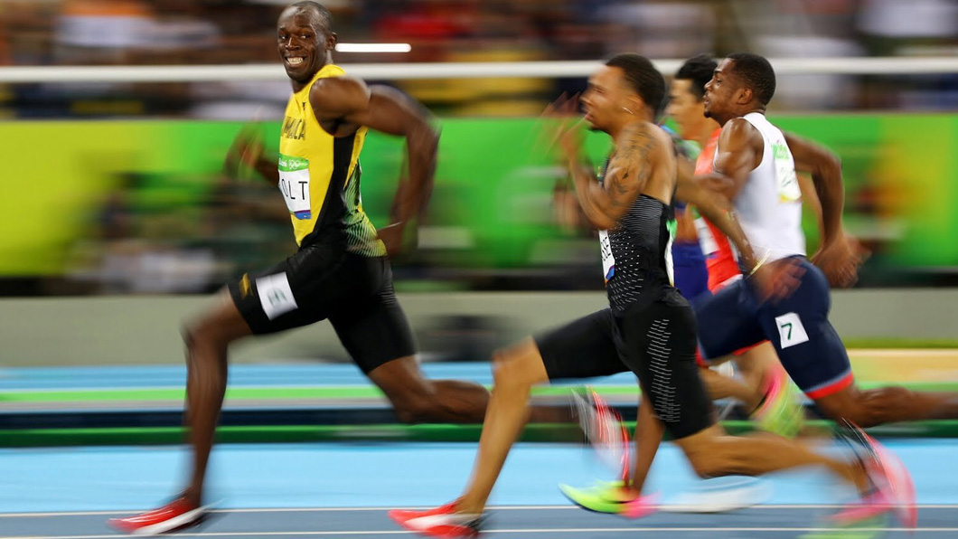 Usain Bolt 2016, 100 metros, Jogos Olímpico. Foto por Cameron Spencer, Getty Images